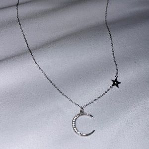 Moon and star pendant necklace silver sterling